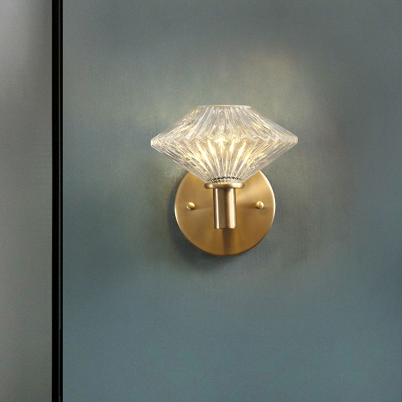 6 "/9" W Gold Diamond Wandhalterung Leuchte Vintage klares prismatisches Glas 1 Kopf Wohnzimmer Wandleuchte Beleuchtung