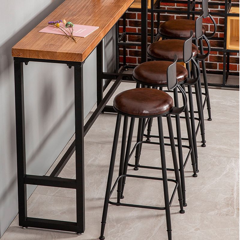 Industrial Bar Height Table Solid Wood Top Bistro Bar Table with Trestle Base