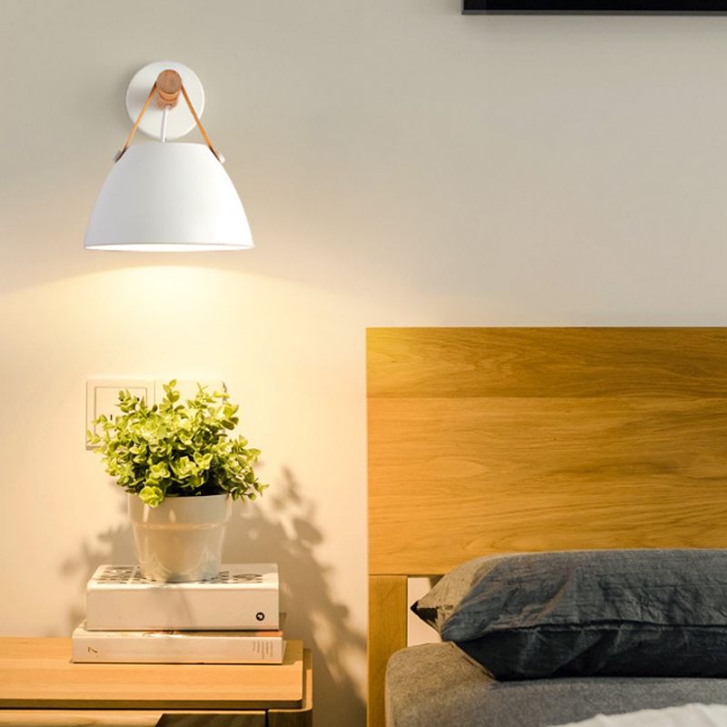 Cone Shape Metal Wall Light Industrial Style 1-Light Wall Light Sconce in White