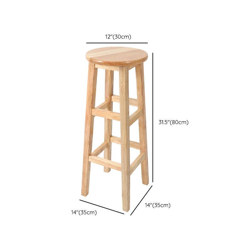 Solid Wood Bar Stool Backless Armless Counter Stool for Dining Room