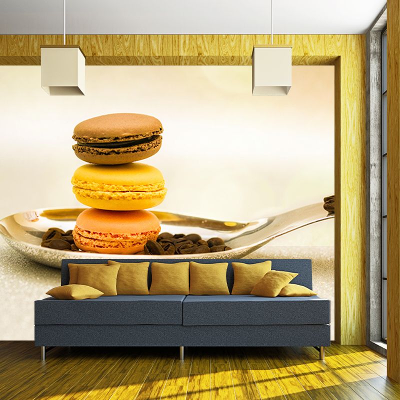 Macaron Environment Friendly Mural Decorative Wallpaper for Dessert Shop