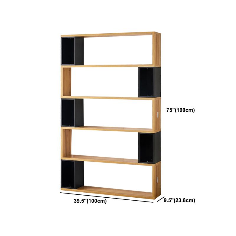 Modern geometry Bookshelf Multi Shelfs Open Back Bookcase in Natural