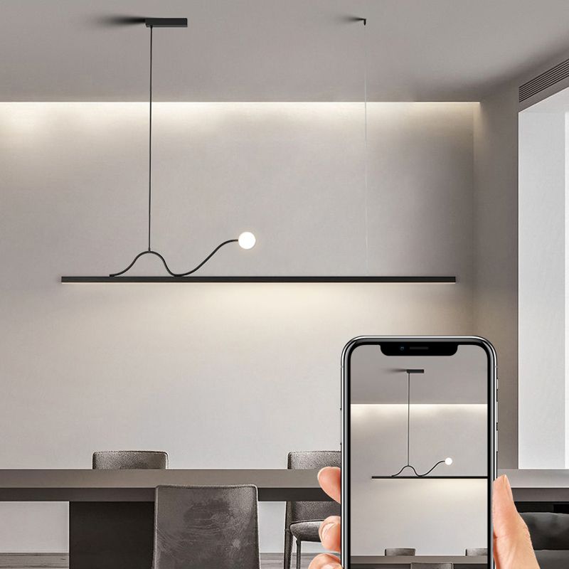 Black LED Island Light Modern Style Island Hanging Lamp with Acrylic Shade for Dining Room