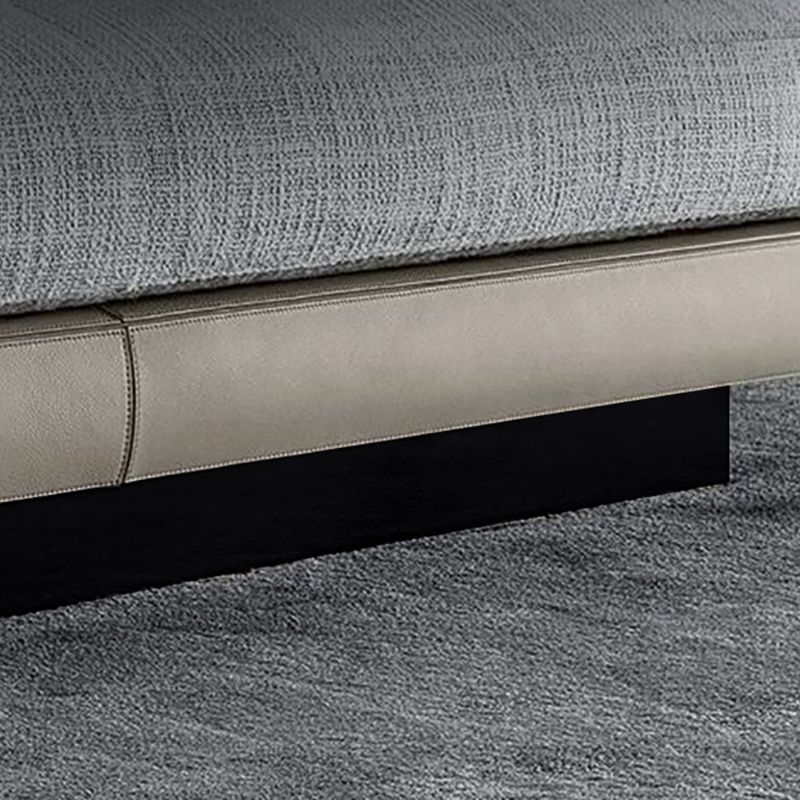 Contemporary Genuine Leather Sofa Square Arm Loose Back Sofa with Table