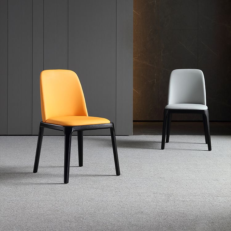 Chaise de salle à manger industrielle en bois, chaises sans accoudoirs en Faux cuir pour usage domestique