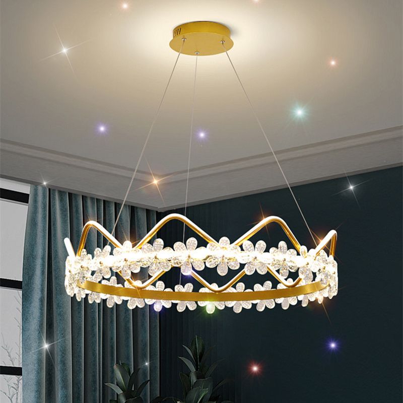 1 couronne légère suspendue pendante lumière nordique Crystal Éclairage en suspension pour le salon