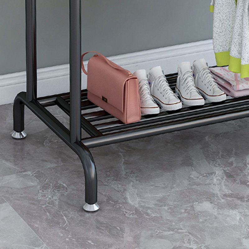 Glam Entry Hall Tree Metal 3 Hanging Rails and Lower Shelf Hall Stand