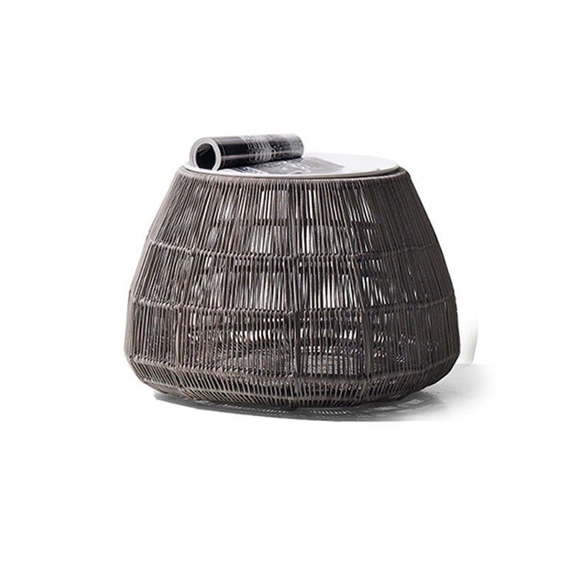 Modern Rattan Side Table Outdoor Patio Table with Aluminum Frame