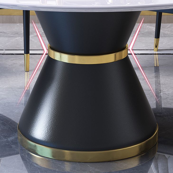 Modern Turntable Dinner Table Stainless Steel Base Stone Dining Table for Home