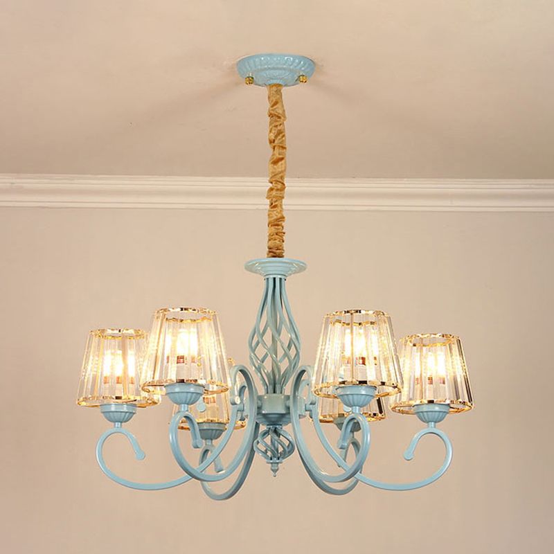 Lumo a sospensione a sospensione blu conico a sospensione moderna stile moderno Crystal Crystal Multi Lights Lampada