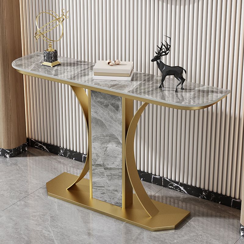 11.8" W Glam Console Table Slate Half Moon Scratch Resistant Console