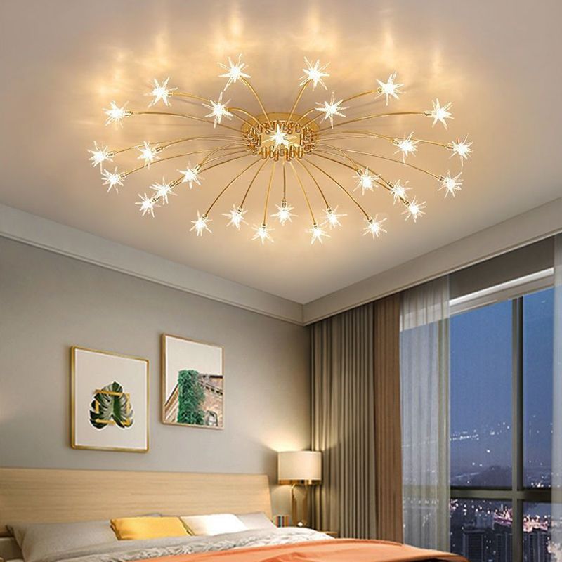Modern Simple Star Shape Ceiling Light with Glass Shade for Living Room