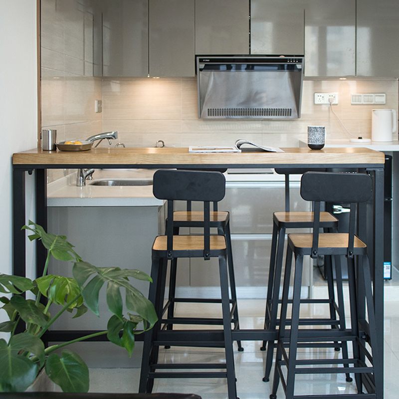 1/5 Pieces Industrial Rectangular Pub Table Set Wooden Counter Table with High Stools