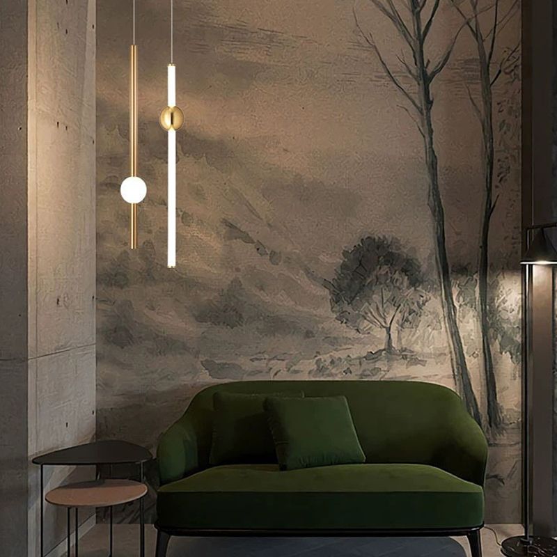 1 Licht hängende helle moderne Stil linearer Formglasanhängerlampe in Weiß