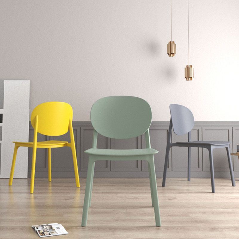 Contemporary Style Stackable Chair Kitchen Armless Chair with Plastic Legs