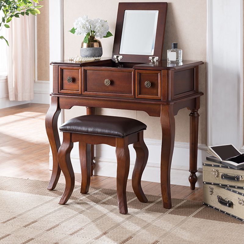 Traditions Rubberwood Vanity Set with Mirror 18.11" Wide Brown Vanity