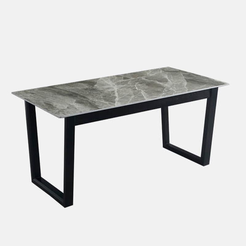 Modern Sled Dining Table Grey Stone Rectangle Home Kitchen Dinner Furniture