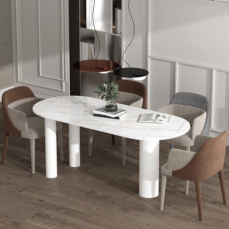 SinteredStone Home Dining Table Modern White Dining Room Table