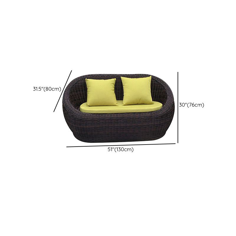 Contemporary Rattan Outdoor Patio Sofa Tropical Style Simple Leisure Patio Sofa