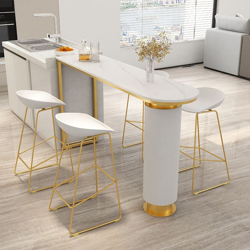 Contemporary Indoor Free Form Bar Table Stone Top and Metal Base Bar Table