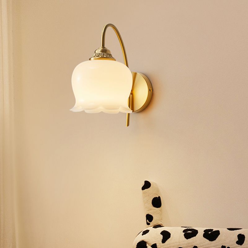 Solid Brass and Resin Wall Sconce in Gold & White 1 - Light Wall Lighting