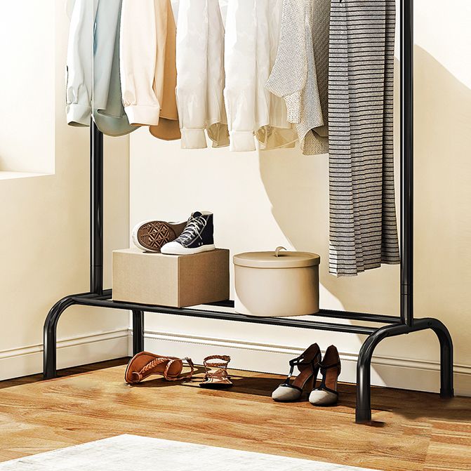 Contemporary Metal Open Armoire Black and White Cabinet with Caster Wheels