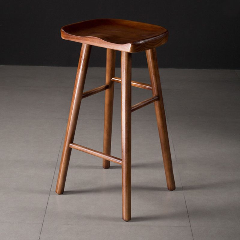 Contemporary Wood Barstool Wood Counter Stool in Matte Finish for Indoor