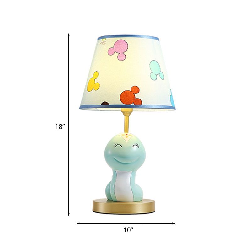 Cartoon Cute Snake Resin Night Lamp 1 Head Table Light with Shade in Blue for Kid's Bedside