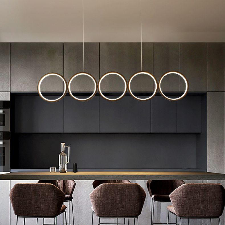 Lampada sospesa a LED ANULUS nero in moderna luce da soffitto da interno in ferro battuto con ombra acrilica