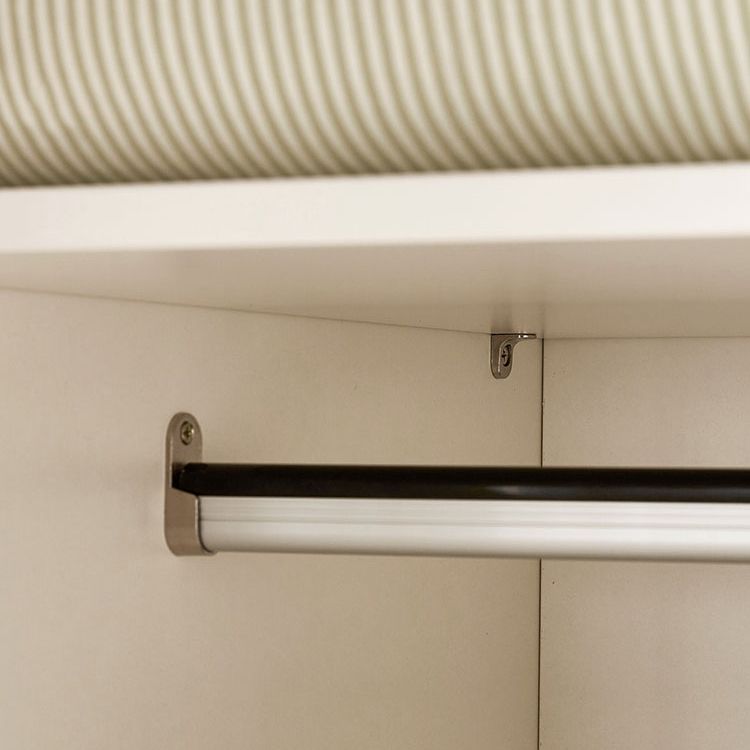 White Hanging Clothes Rack 3-Door Hanging Clothes Rack with Lower Storage Drawers