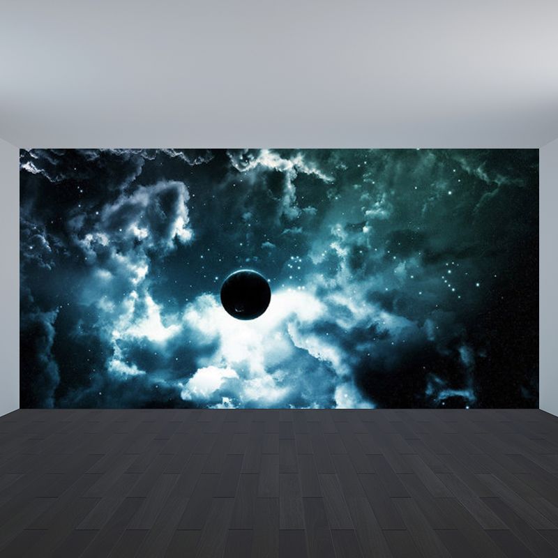 Contemporary Sky Wall Mural Non-Woven Textured Stain Resistant Light Color Wall Art for Playroom