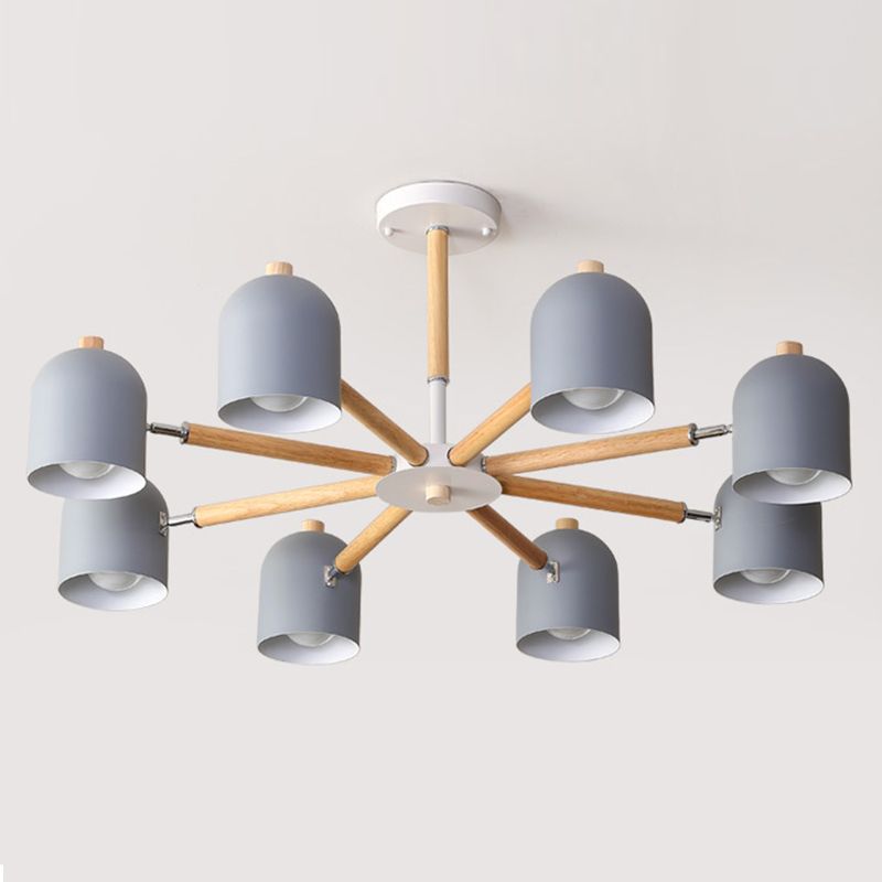 Cloche schaduw houten kroonluchter Noordse verstelbare suspensielicht voor slaapkamer
