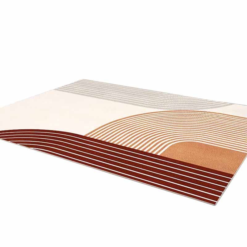 Artistic Area Carpet Modern Stripe Print Carpet Washable Polyster Rug with Non-Slip Backing