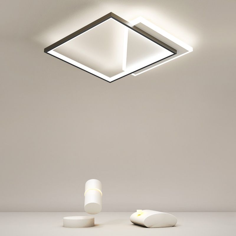 Metal cuadrado de la forma de la luz de techo de color moderno estilo moderno 2 luces de montaje de iluminación en negro