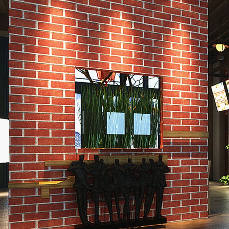 Brick Effect Wallpaper Roll Dark Color Industrial Style Wall Covering for Accent Wall