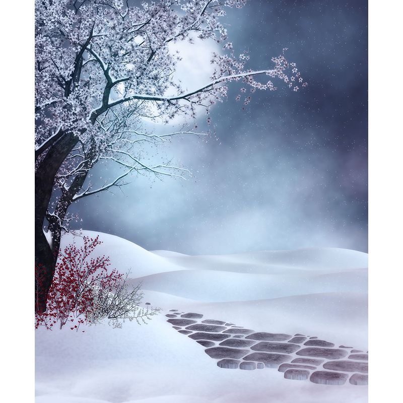 Extra Large Flowers Scene Mural Blue Non-Woven Wall Art for Indoor Decor, Custom Printed