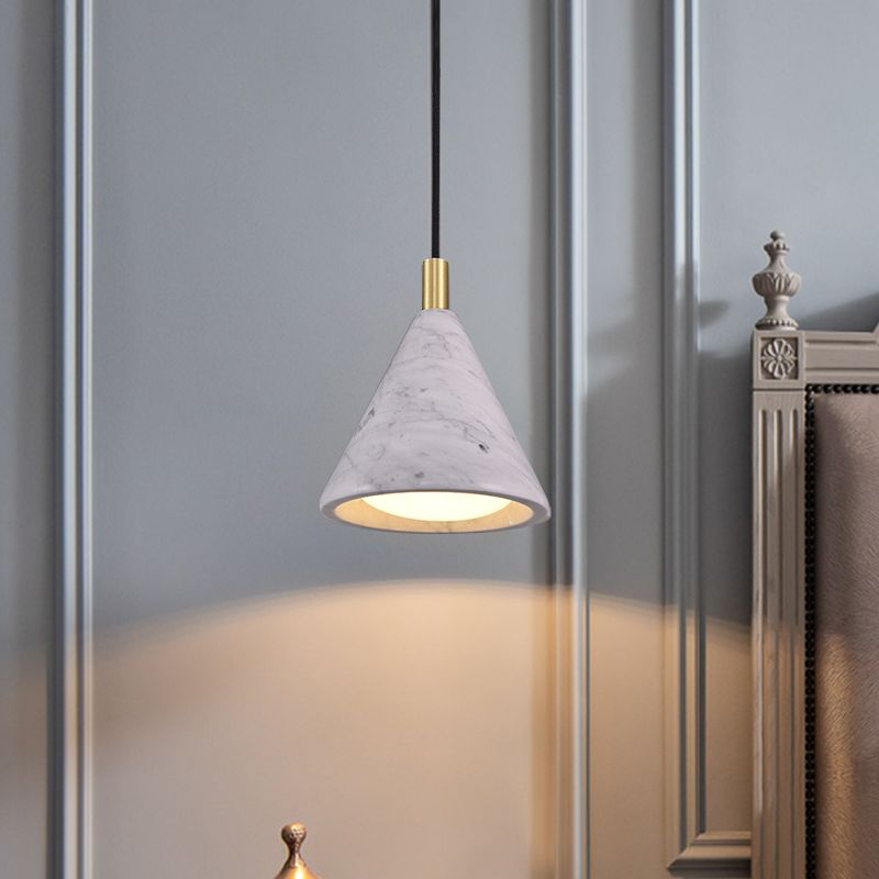Cone Pendant Lighting Moderniste Ciment 1 Head White White LED Plafond Lampe Suspension pour le chevet