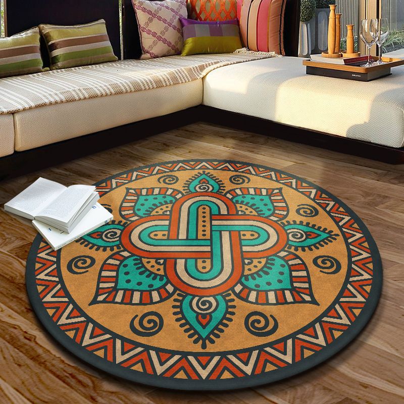 Multi Color Moroccan Rug Synthetics Blossom Patterned Carpet Anti-Slip Backing Stain Resistant Machine Washable Rug for Dining Room