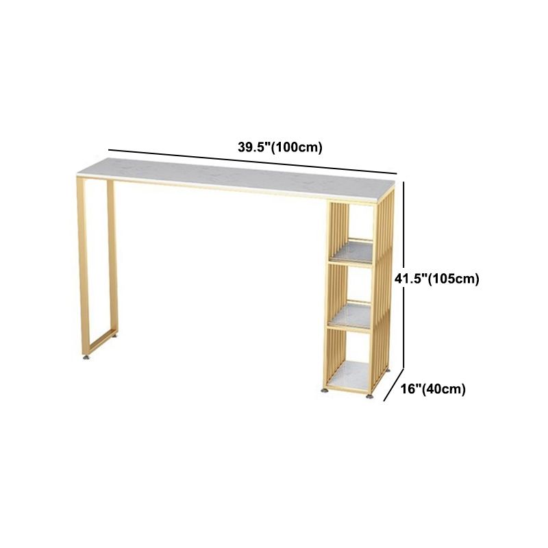 Glam 1/2/3 Pieces Bar Table Set Rectangle Stone Counter Table with Stools for Living Room