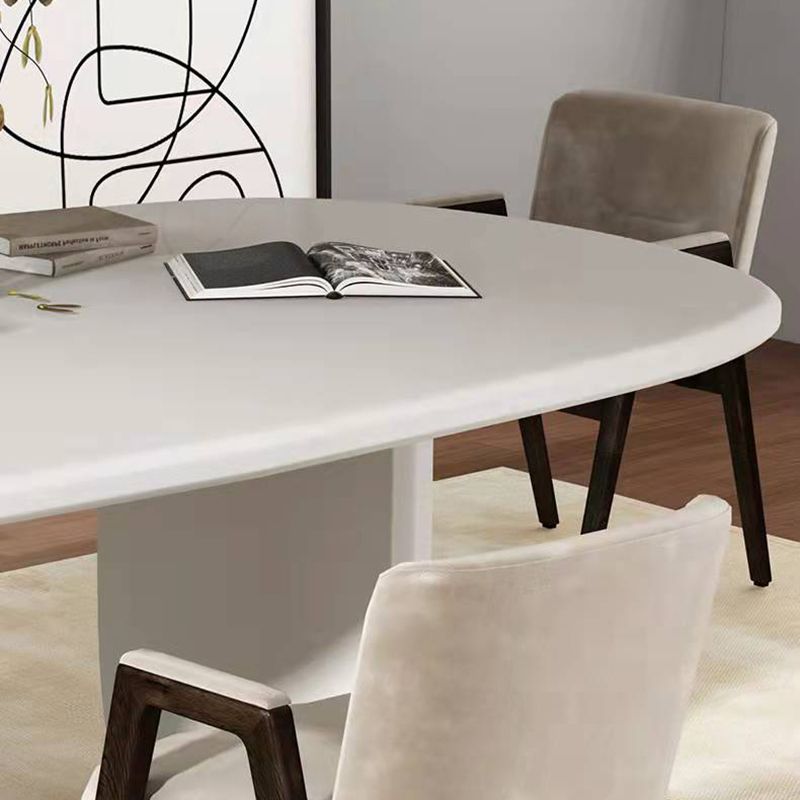 Modern Double Pedestal Table White Oval Dining Table for Home Kitchen