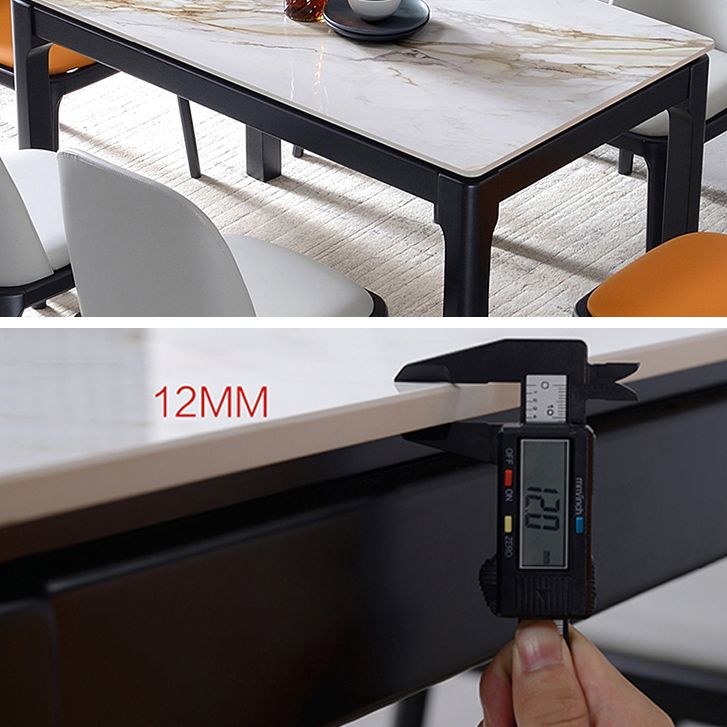 Mesa de comedor de piedra sinterizada de mediados de siglo 4 patas de madera de goma mesa de rectángulo de madera de caucho para casa
