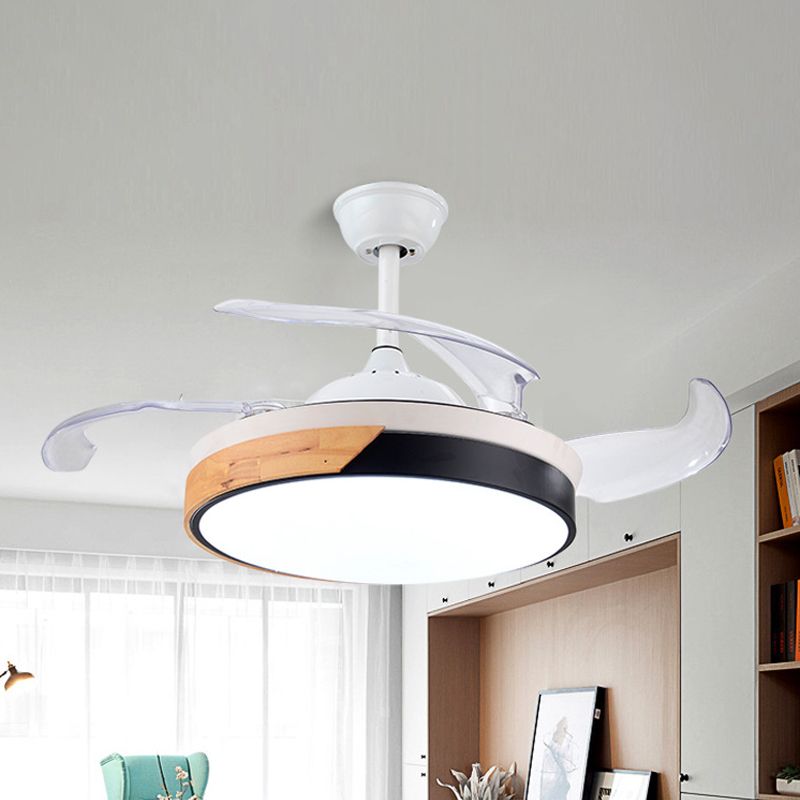 Circolare acrilico Circolare da 19 "A largo ventola larga luce minimalista LED White Semi filo con 4 lame