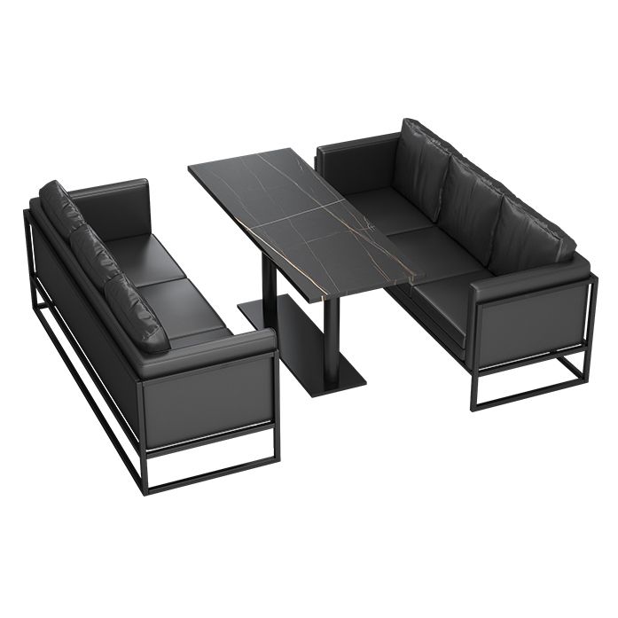 Industrial Sintered Stone Dinner Room Küchentisch Black Top Tisch mit schwarzem Rahmen