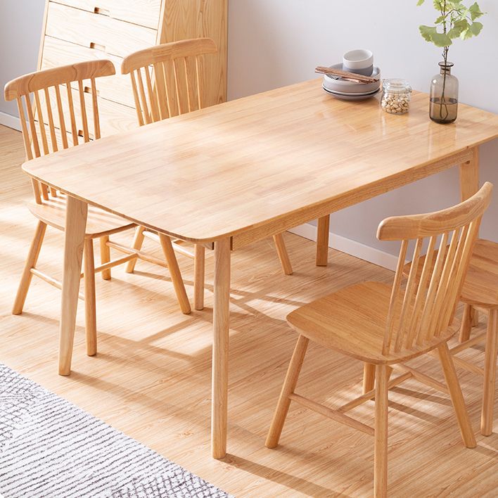 Modern Rectangle Dining Table Solid Wood 4 Legs Dining Table for Home Use
