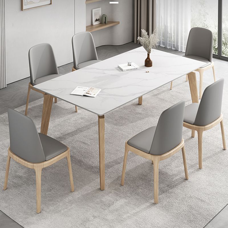 Contemporary Dining Set 1/2/5/7 Pcs Rectangle Dining Table with Upholstered Chairs