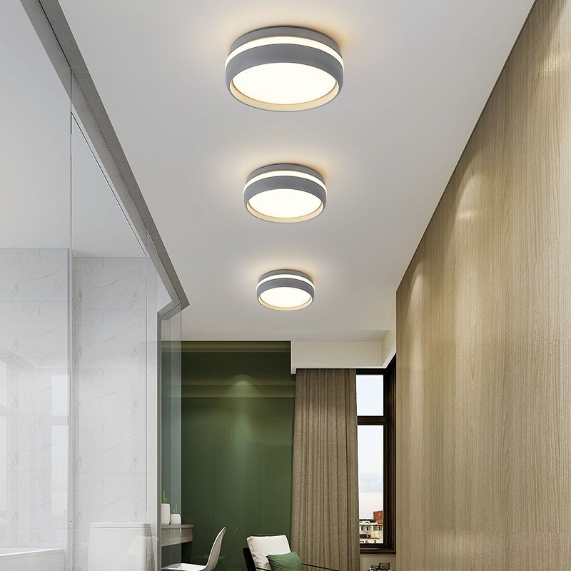 Modern Metal Flush Mount LED Circle Shape Ceiling Lamp with Acrylic Shade for Living Room