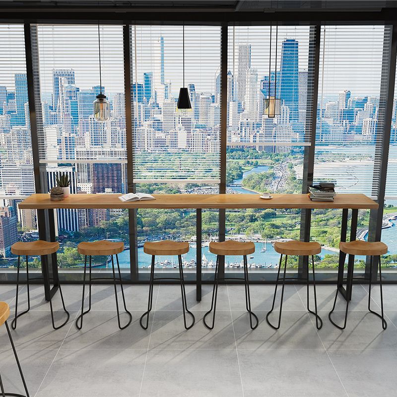 Sled Natural Wood Bistro Accent Dining Table Modern Rectangle Pub Height Dining Table