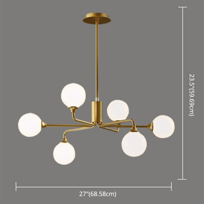 Modern Minimalist Chandelier Light Fixture Spherical White Glass Ceiling Chandelier for Living Room