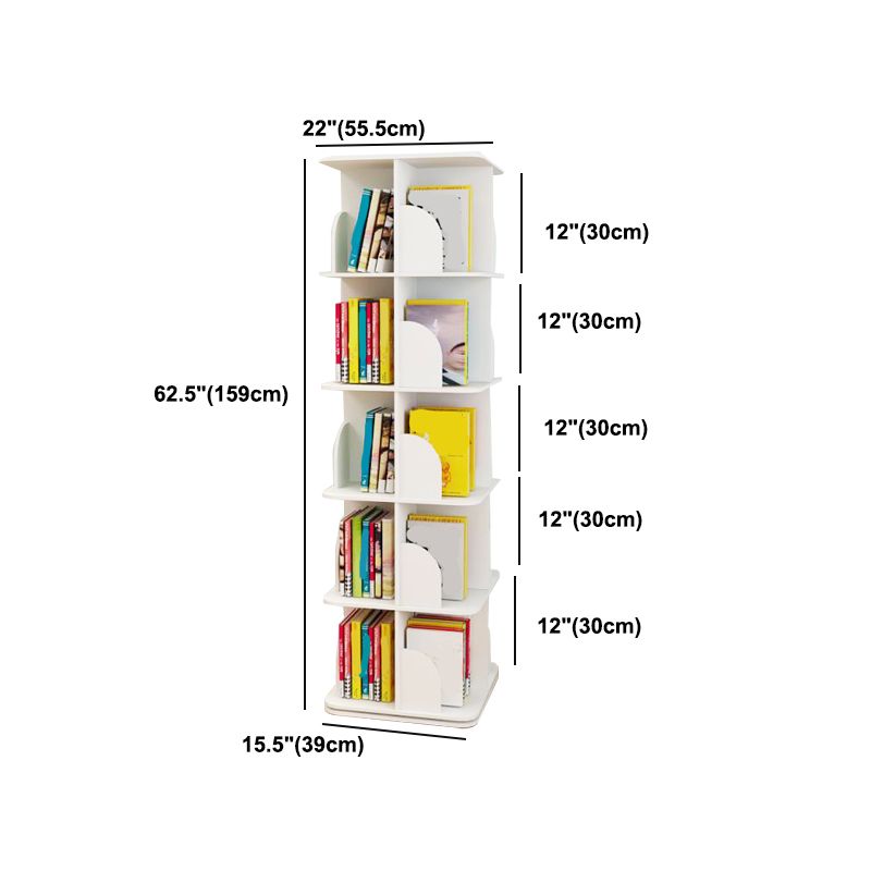 White Closed Back Bookshelf Manufactured Wood Bookcase for Living Room