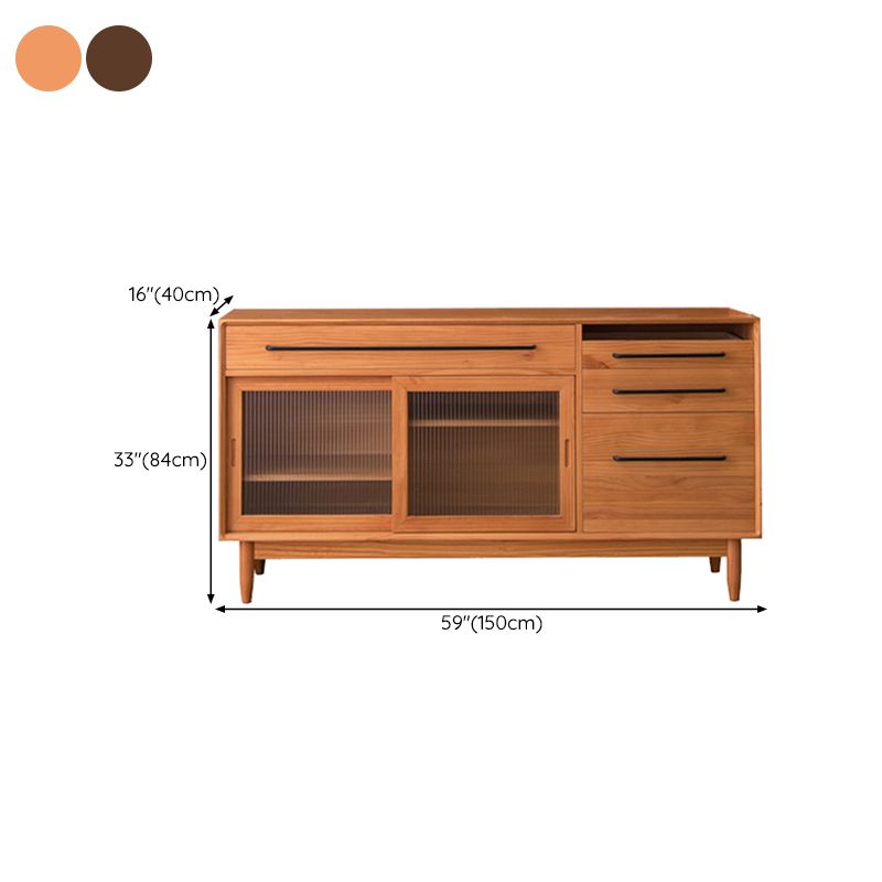 Modern Pine Solid Wood Sideboard Table 4-Drawer Sideboard for Living Room